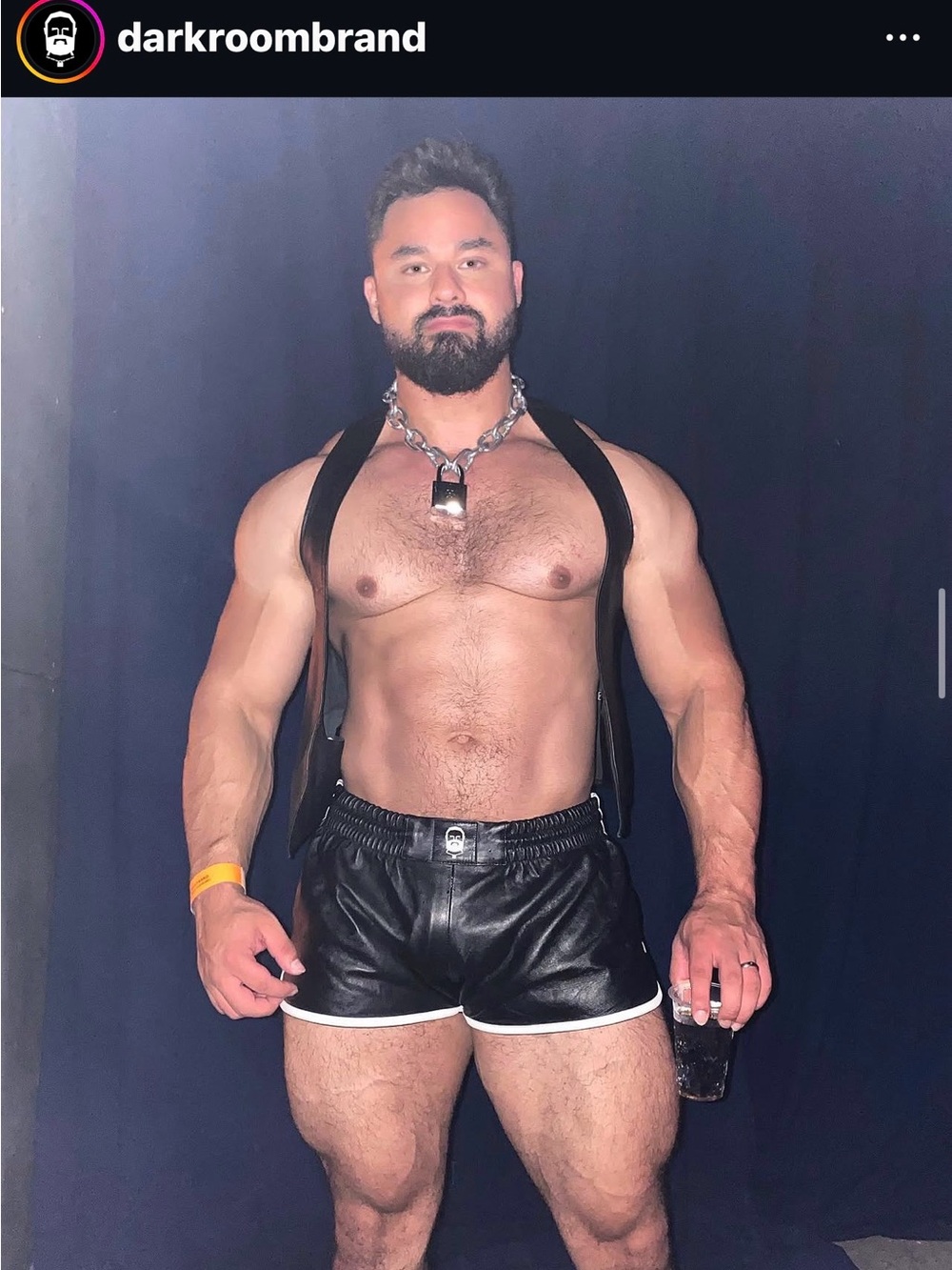Black Athletic Leather Shorts with White Trim